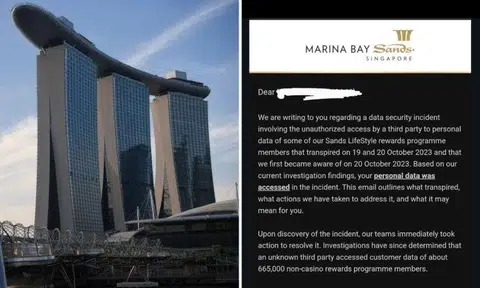 About 665,000 members of Marina Day Sands (MBS) non-casino rewards programme are affected in a data security incident last month.