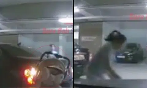  Heart-pounding moment as driver reverses right into pram at carpark