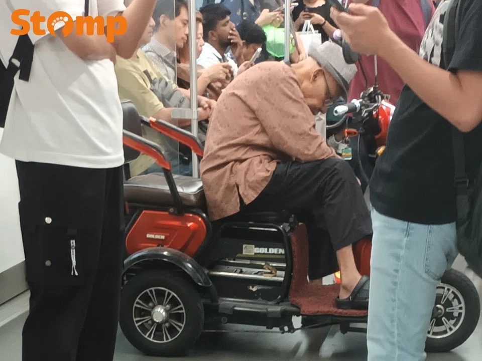 Mobility scooter on train