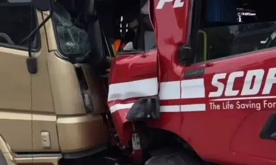 The fire engine was returning to the Sungei Kadut fire post after responding to a fire in the area, which turned out to be a false alarm.