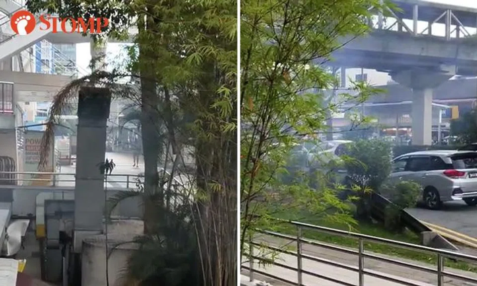 The fumes from a chimney in Bukit Timah Shopping Centre was so strong that one man could not handle it.
