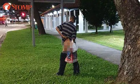Man takes a dump on grass patch at Jurong West
