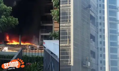 Workers rescued after being stranded on gondola lift during fire at Punggol construction site