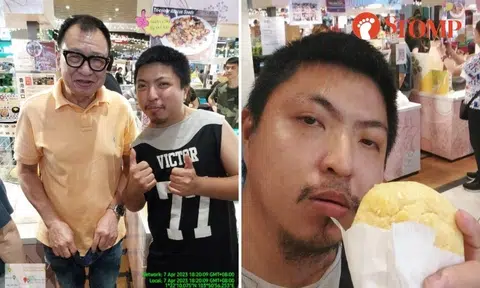 Stomper meets HK actor Benz Hui in AMK Hub helping out at his daughter's pop-up store