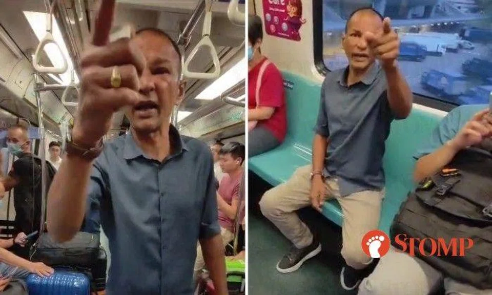 Sharing a video of the man shouting on the train, Stomper Anonymous said it happened on the East-West Line.