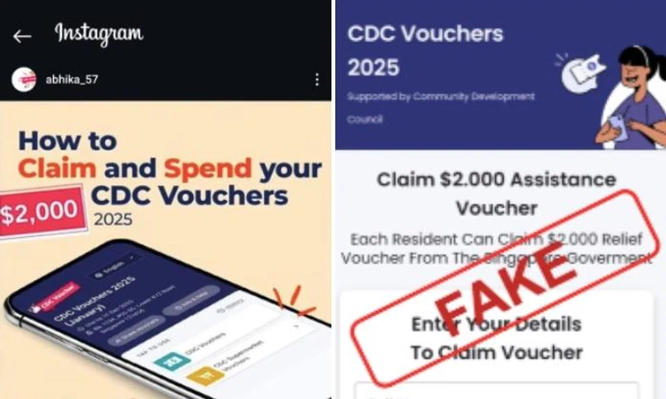 Instagram users click on link to redeem CDC vouchers, get asked to disclose bank account details