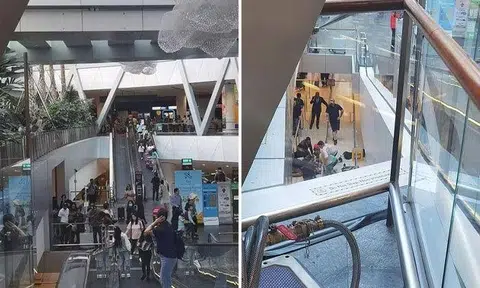 A 20-year-old man fell from height at Changi Airport’s Terminal 1 on March 23. PHOTOS: RAINY/XIAOHONGSHU