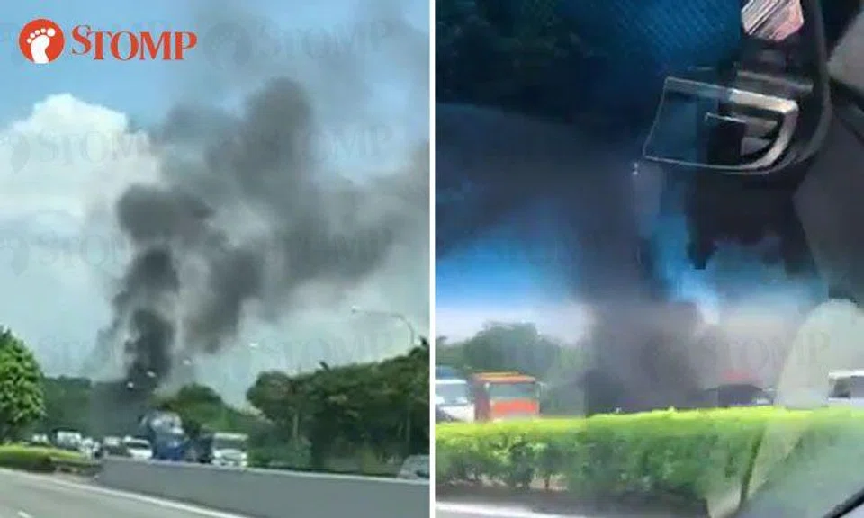 Lorry bursts into flames on SLE