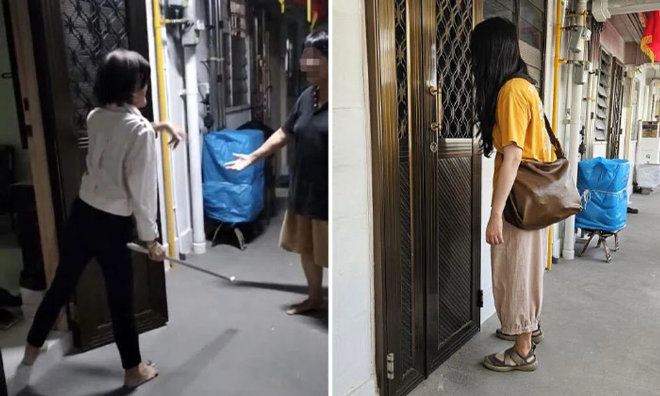 Ms Li confronted the neighbour on Nov 12. PHOTOS: SHIN MIN DAILY NEWS