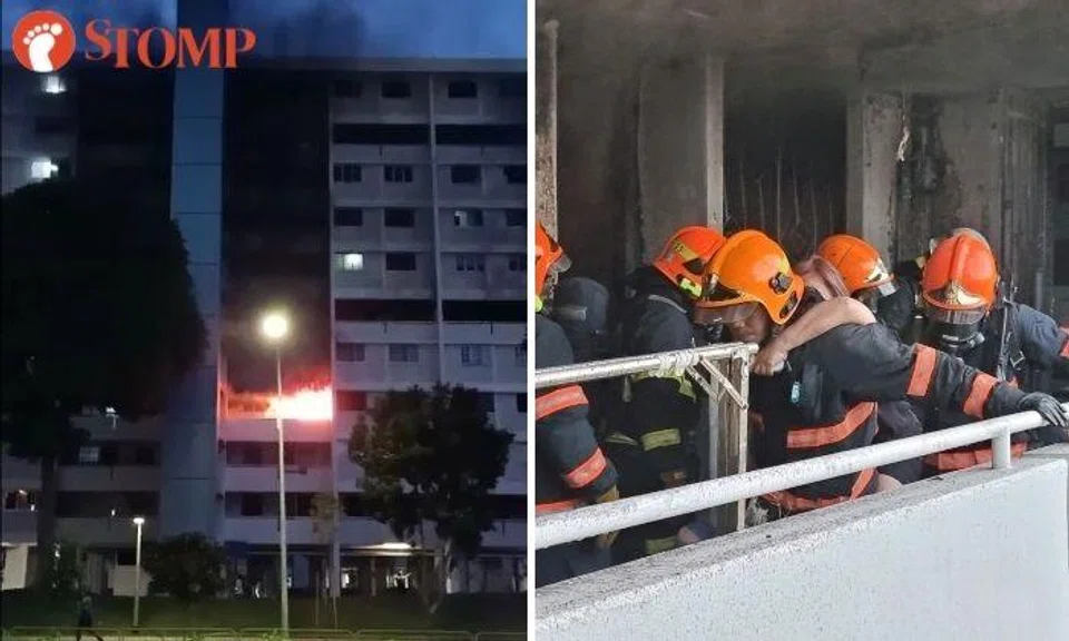 Firefighters had to force their way into the cluttered bedroom to rescue the three people in it. SCDF officers performed cardiopulmonary resuscitation on two of the victims. 