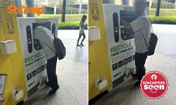 A man was caught by a passer-by rummaging through the e-waste recycling bin at Nex.
