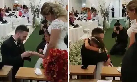 Groom is about to say 'I do', but then he turns to face his stepdaughter...