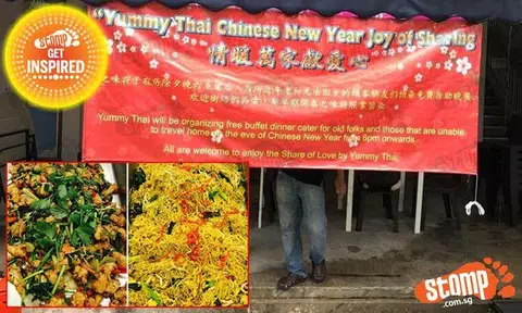 Wow! Lady boss of Thai restaurant at Bedok offers free buffet dinner on eve of CNY