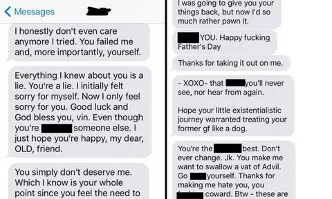 Guy's ex goes on crazy text rant after she feels like he's not being a good friend to her