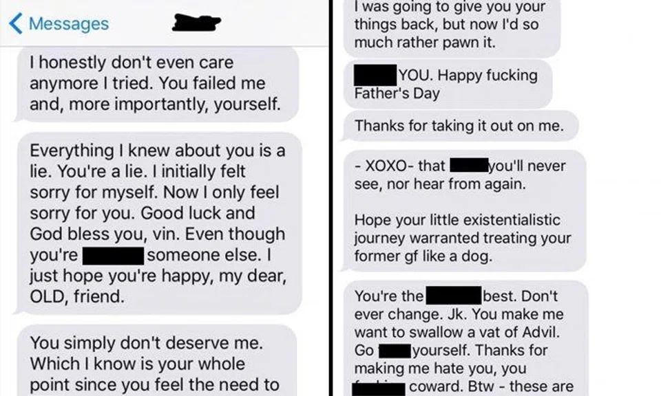 Guy's ex goes on crazy text rant after she feels like he's not being a good friend to her