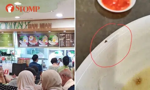 Diner disgusted to find insect after almost finishing his ban mian soup from hospital foodcourt stall