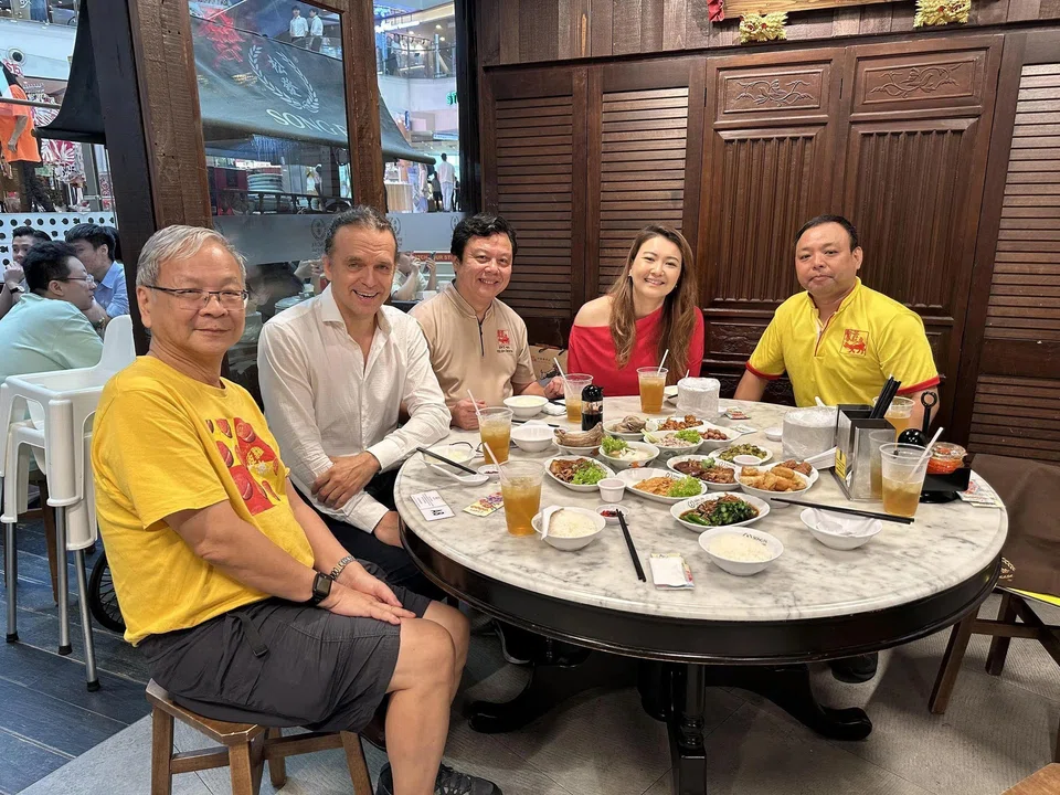 (From left) Heritage enthusiast Victor Yue, NTU Associate Professor Michael Stanley-Baker, Pek Sin Choon owner Kenry Peh, Song Fa Bak Kut Teh brand and corporate director Diana Yeo and Pek Sin Choon assistant general manager Yuen Eng Wah at Song Fa's...