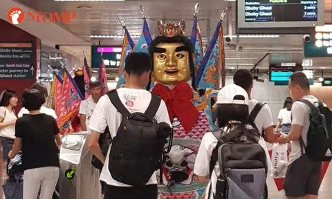 Here are some commuters you don't see every day at HarbourFront MRT Station
