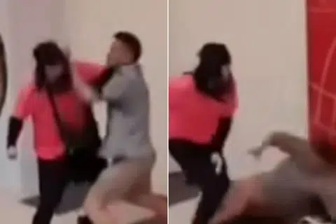 The man in pink is believed to be a food delivery rider. 