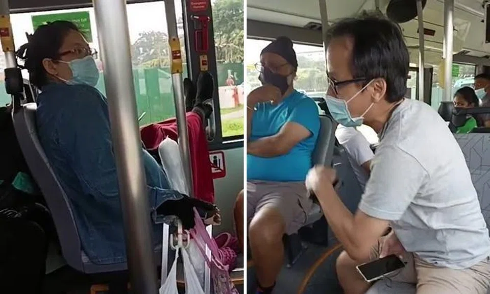 Woman places feet on bus window and calls man 'poor' for lecturing her, but he had the perfect response