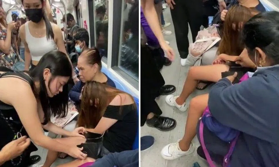 In the video, a young woman is slumped on the MRT seats, apparently so intoxicated she can hardly keep awake.
