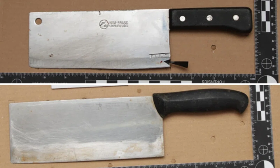 Two cleavers were seized as case exhibits.