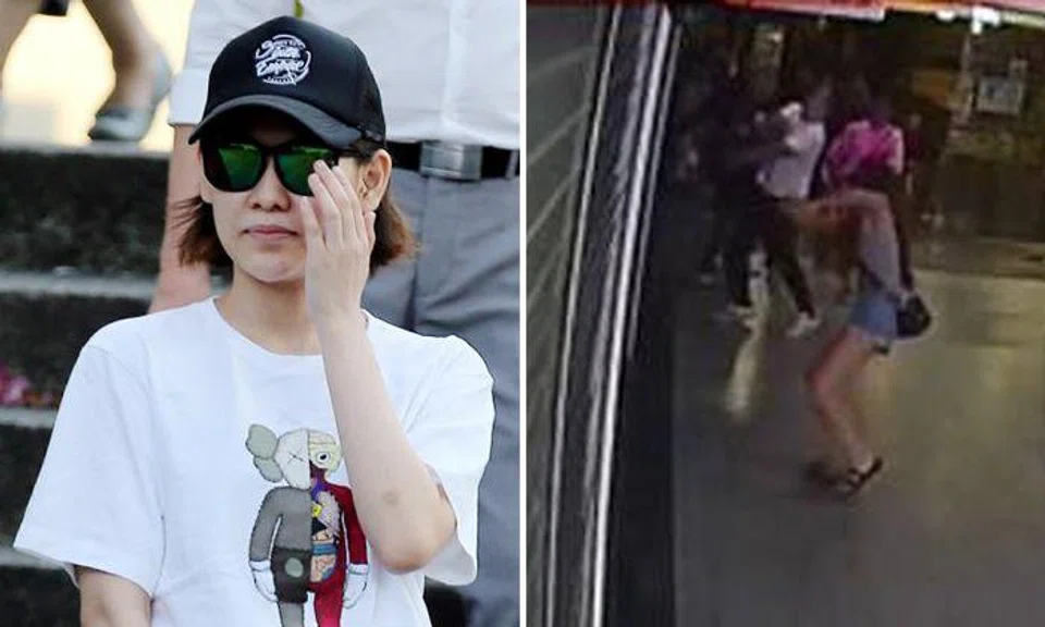 Natalie Siow Yu Zhen, 23, was one of seven people originally charged with the murder of 31-year-old Satheesh Noel Gobidass. Photos: The Straits Times, video screengrabs