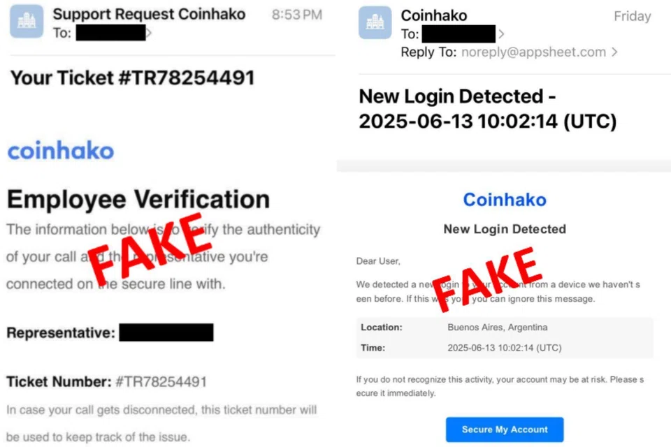 Victims receive an e-mail or SMS text messages from scammers who claim to be from cryptocurrency platforms like Coinhako and Binance.