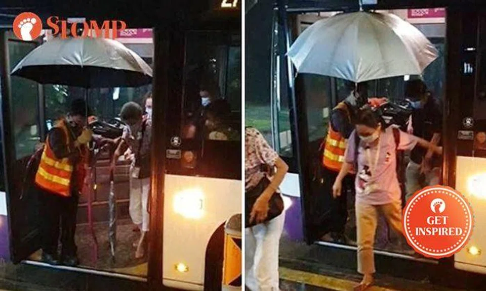 Bus captain, 72, shelters passengers from rain at every stop -- and has been doing so for 45 years
