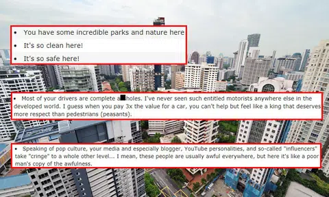 'Ang moh' gives 'exit interview' about living here: S'pore is great but your drivers are a**holes, influencers are awful