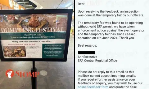 A Stomper shared a photo of a sign about the event cancellation in the mall.
