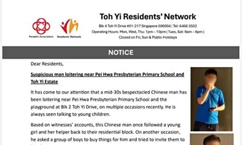 Bukit Timah residents warned about man loitering near primary school and playground, talking to kids