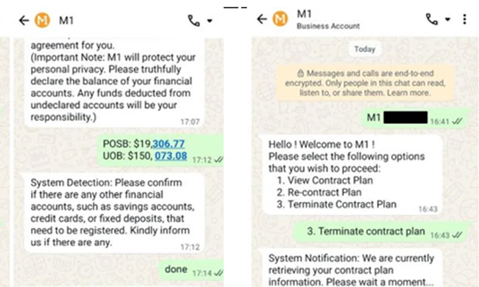 scammers impersonating m1 and MAS