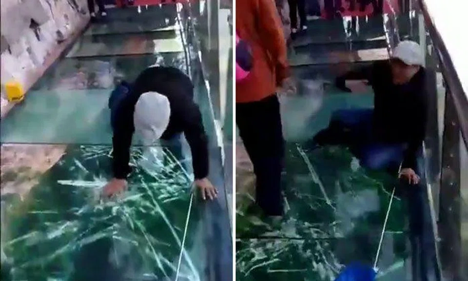 People terrified after glass bridge in China 'cracks' as they walk on it -- but here's what it really is
