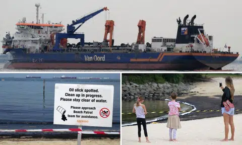 A large section of the beachfront in East Coast Park will be closed until further notice to the public amid clean-up efforts in the aftermath of an oil spill resulting from a ship incident in Pasir Panjang Terminal.