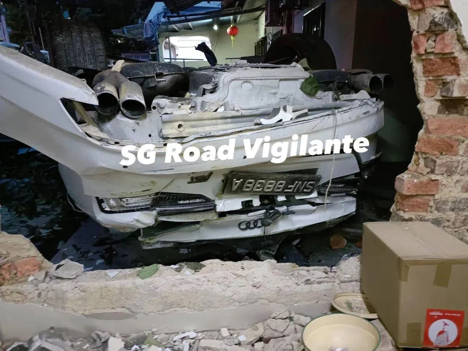 The driver suffered minor injuries and was taken to hospital. PHOTO: SG ROAD VIGILANTE/FACEBOOK