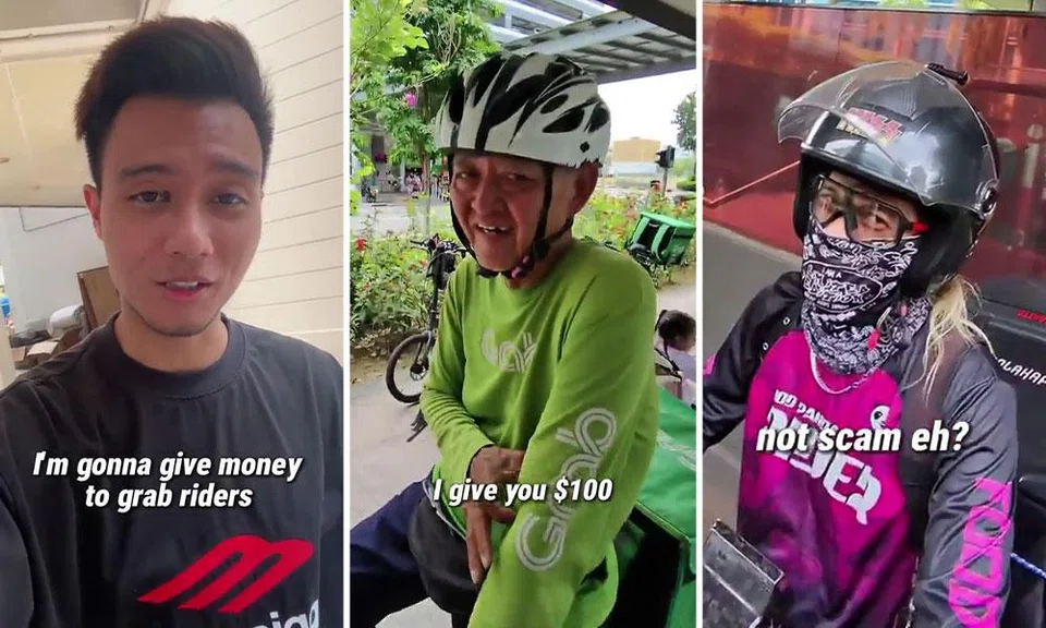 A man who gave out money to delivery riders on National Day divided netizens.