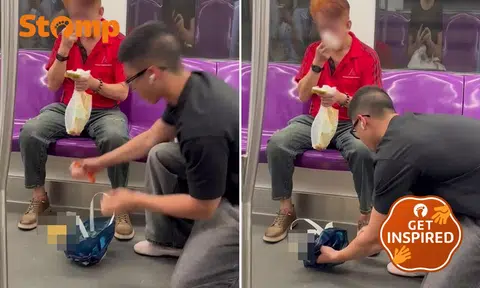 Young man kneels to clean up stranger's vomit on MRT train: 'He didn't flinch'