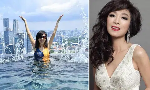 HK actress Michelle Yim, 69, has a splashing good time at Marina Bay Sands