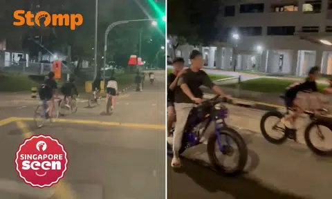 Youths riding e-bikes and bicycles without helmets in Jurong West