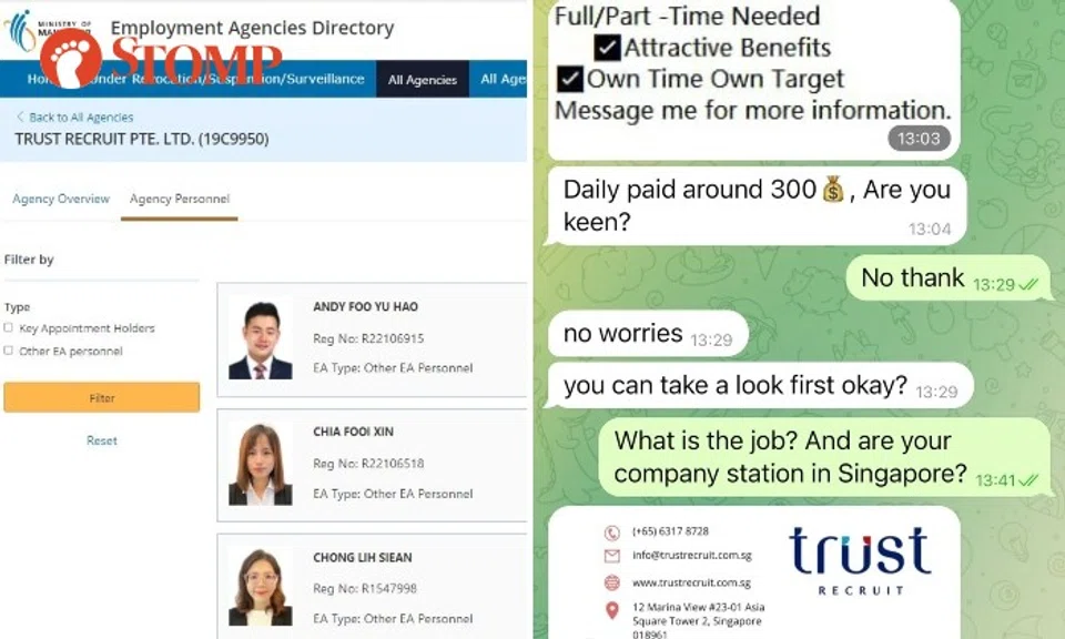 Trust Recruit: "The scammers even use our employees’ real photographs and design their own name cards."