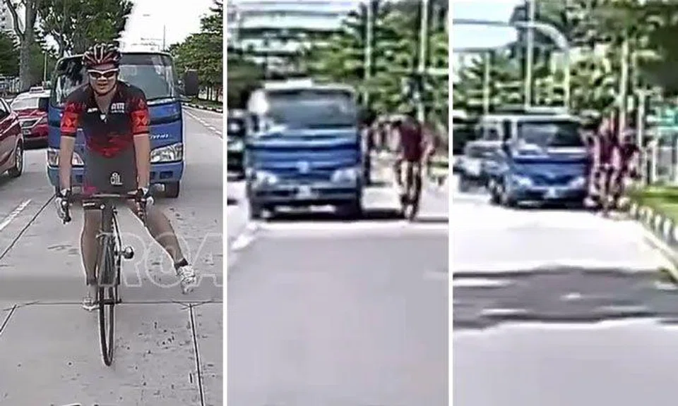 Cyclist hits lorry’s side mirror after getting honked at, then gets sideswiped in Pasir Ris