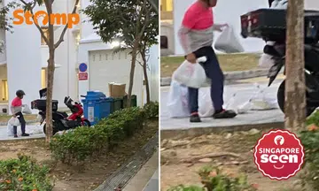 A Foodpanda delivery rider was seen placing deliveries on the ground next to waste bins in Sengkang