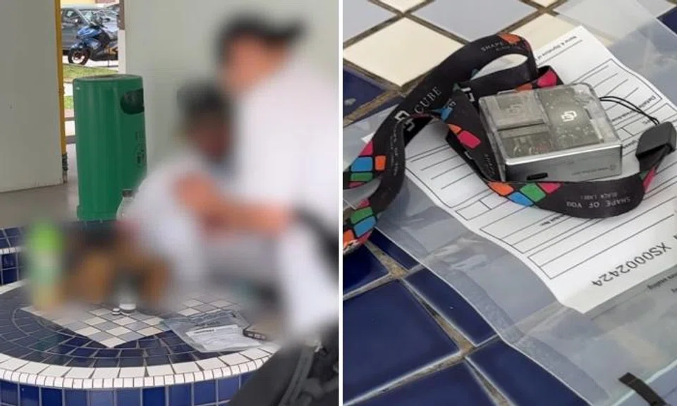 Man caught loitering at an HDB void deck across from the school with a vape around his neck