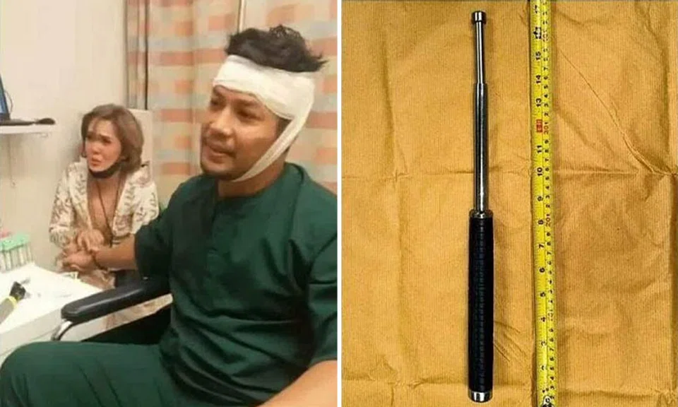 Malaysian actor Kamal Adli (seen here with his wife Uqasha Senrose) was rushed to Changi General Hospital after he was attacked by a man with a baton during a fan meet. PHOTOS: ROSLAN SHAH, SINGAPORE POLICE FORCE