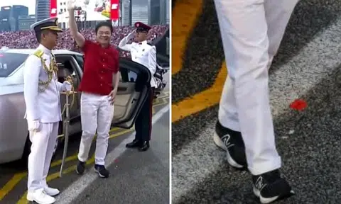 Lawrence Wong wears New Balance shoes to his first NDP as PM: Did he get them from SAF eMart?