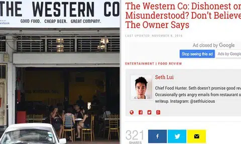 The Western Co. takes down Facebook page, while local food blogger claims they haven't paid him for advertorial