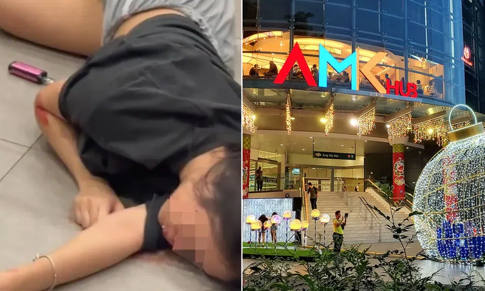 A woman was found collapsed in a toilet at AMK Hub.