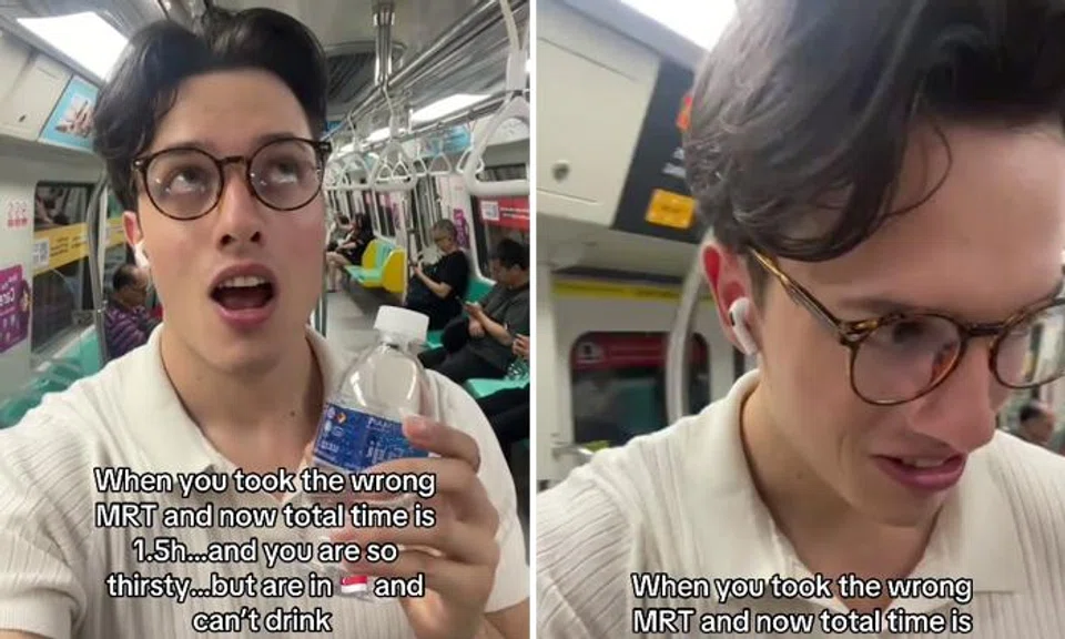 Italian TikToker says he is 'so thirsty but can't drink' on MRT train, gets schooled by netizens