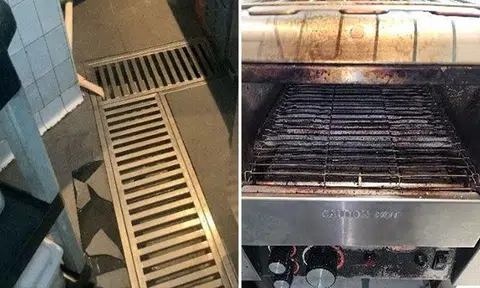 The SFA and the Ministry of Health found multiple lapses at Burger & Lobster, such as using a dirty oven toaster. PHOTO: SINGAPORE FOOD AGENCY